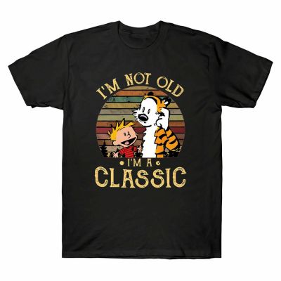 Popular Home T-shirts Calvin And Hobbes Im Not Old Im A Classic fashion Mens Black Vintage Designe T Shirt Cotton Tee  NQRF
