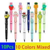 10Pcs Eternal Pencil Cute Stationery Kawaii School Supplies Cartoon Infinity Pencil with Fruits Animal Decoration for Kids