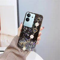 เคสโทรศัพท์สำหรับ VIVO V29 Y78 Y27 5G 4G เคสมือถือกลิตเตอร์ลายท้องฟ้าเต็มไปด้วยดวงดาวเคส TPU ซิลิโคนอ่อนนุ่มพร้อมสายรัดข้อมือแฟชั่นแบบประกายเพชรสำหรับ VIVOV29 5G เคสด้านหลังโปร่งใส