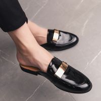 ❁ Leather shoes Loafers for men半拖鞋 乐福鞋 half shoe 豆豆鞋 men shoe loafers half shoes loafers men casual shoes men loafers men shoes slip on shoes men loafers men shoes half shoes for men 休闲鞋