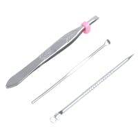 3 in 1 Earpick Comedones Stick Eyebrow Tweezer Cosmetic Tool Set