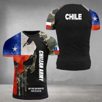 2023Chile Shirt Men T-shirt Tops 3d Printed Chilean Flag Tees Veteran Short Sleeve Male Summer O Neck Oversized Vintage Streetwear