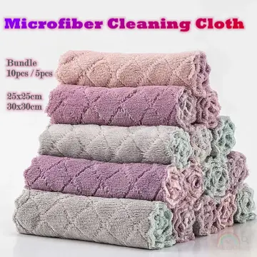 20pcs Kitchen Towel Absorbent Microfiber Dish Cloth Thick Double-side  Cleaning Towel Wipe Table Washing Cloth 