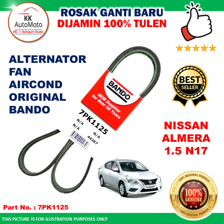 1 x BANDO Alternator Fan Belt Nissan Almera N17L 7PK1127 Lazada