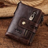 ZZOOI 2022 Mens Wallet Genuine Leather RFID Blocking Credentials Card Holder Short Luxury Designer Cartera Hombre Chain Coin Purse