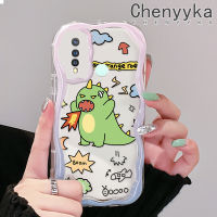 เคส Chenyyka สำหรับ VIVO Y19เคส Y5s การ์ตูนไดโนเสาร์สีเขียวน่ารักเนื้อครีมเคสโทรศัพท์โปร่งใสขอบคลื่นเหมาะสำหรับเด็กชายและเด็กหญิงเคสซิลิโคนอ่อนชัดเจนเคสกันกระแทก