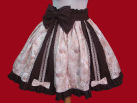 กระโปรงโลลิต้า สีเบจ+น้ำตาลเข้ม ลายดอกไม้ (Beige Brown Lolita Skirt)