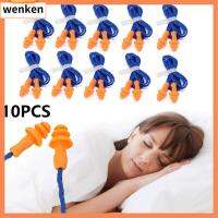 WENKEN 10PCS กันน้ำ ปกป้องการได้ยิน ป้องกันเสียงรบกวน รูปร่างต้นคริสต์มาส ที่อุดหู ที่ปิดหูกันหนาว มีสาย ซิลิโคนนิ่ม