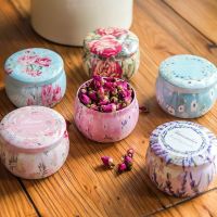 European Vintage Flower Printed Mini Candy Rose Tea Tin Box Round Candle Container Small Jewelry Coin Storage Box For Home Decor Storage Boxes