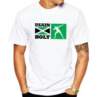 Usain Bolt จาเมกาธงกรีฑาพิมพ์เสื้อยืดบุรุษ