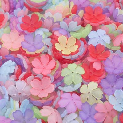 50-200Pcs/Lot 15MM Flower Base Colorful Acrylic Spacer Bead For Jewelry Making Hairpin Earrings DIY Clothing Sewing Supplies