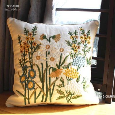 hot！【DT】◑✆  Embroidered European Pastoral Floral Cushion Cover for Sofa cushion home decor Rectangle  drop shipping