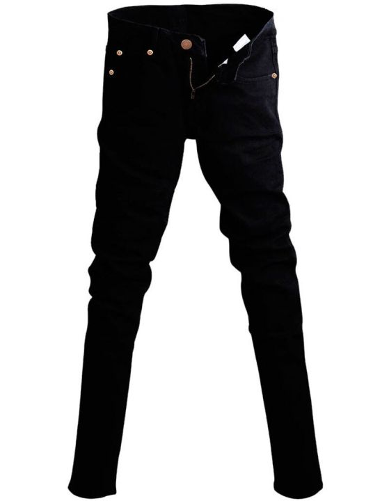 ขายดีกางเกงยีนส์สีดำพอดีตัวสำหรับผู้ชาย-กางเกงยีนส์พังก์สุดเท่กางเกงสกินนี่เกาหลีพร้อมโซ่สำหรับผู้ชาย
