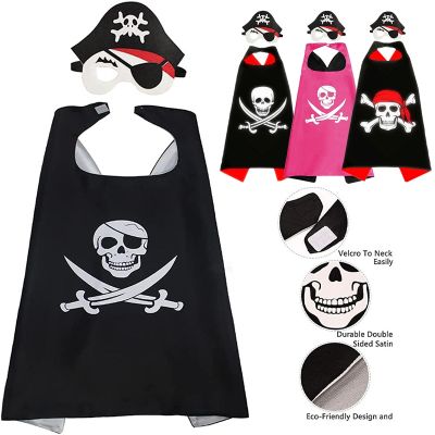 Pirate Cape Costume Kids Set Childrens Pirate Cloak Mask Children Boys Halloween Christmas Cosplay Party Gifts
