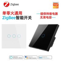 กราฟฟิตีสมาร์ท Zigbee สวิตช์สัมผัสสายไฟเดี่ยวไม่จำเป็นต้องใช้ตัวเก็บประจุสำหรับยึดแม่เหล็กติดผนัง app เวลาเสียง ~