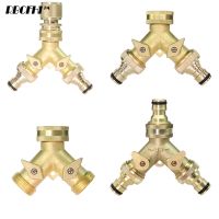 1 PCS 3/4 16mm Heavy Duty Brass Garden Y hose Splitter Dual Outlet Tap Connector 2 Way Adapter with 2 Valves Irrigation Joints