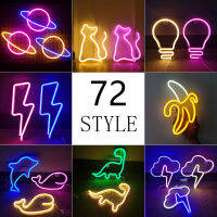 Wholesale 72 Styles Neon Light Lightning LED Wall Lights Battery &amp; USB Powered Party Wedding Home Decor Kids Room Night Lights