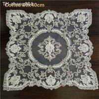 European Luxury Square Lace Embroidered Water Soluble Edged Placemat Coaster Balcony Coffee Table Mat Christmas Wedding Decor