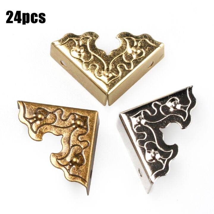 24pcs-25mm-antique-furniture-metal-crafts-jewelry-box-corner-foot-wooden-case-corner-protector-decorative-corner