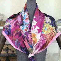 90*90cm Luxury Brand Women Scarves Twill Silk Scarf Headband Plaid Scarf Bandana New Fashion Square Scarves Shawls Stoles