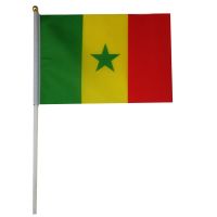 10pcs Senegal hand waving Flag 14*21cm Polyester Double Side Printing SN Senegal Hand flying Flag with 30cm plastic flagpole