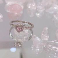 [COD] แหวนเพชรสีชมพูหญิง soinlove แหวนเพชร Moissanite จำลองรูปหัวใจสีชมพูของขวัญวันวาเลนไทน์วันเกิดแฟน