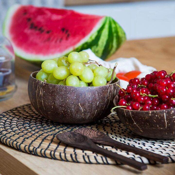 12x-coconut-bowls-and-wooden-spoons-for-serving-noodle-pasta-smoothie-porridge-handicraft-decoration-coconut-shell-bowl