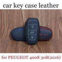 ⊙ Only Red Only Red new style Car key Case cover fit for PEUGEOT 4008 308(2016) Hand sewing DIY car styling Genuine leather