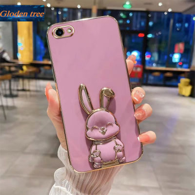 Andyh New Design For Vivo Y85 V9 Y81 Y83 Case Luxury 3D Stereo Stand Bracket Smile Rabbit Electroplating Smooth Phone Case Fashion Cute Soft Case