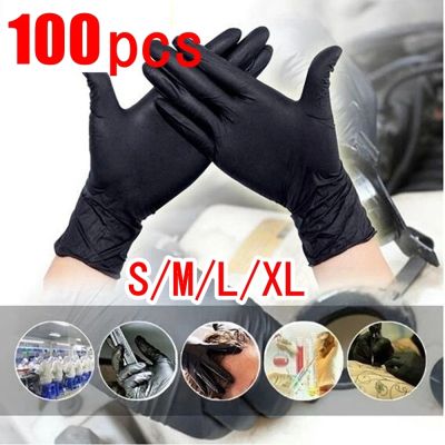 100pcs Black Nitrile Gloves 7mil Kitchen Disposable Synthetic Latex Gloves For Household Kitchen Cleaning Gloves Powder free
