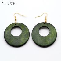 【YF】❧  Big green hoop earring hollow personality New design handmade Pendientes Mujer Earrings Fashion