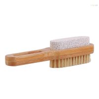 Foot Brush Scrubber Bamboo Handle Pumice Stone Feet Exfoliating Dead Skin Remover Massage Pedicure Tool Foot Care Natural Bristle