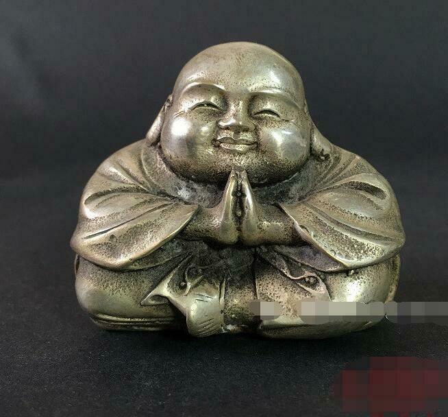 chinese-tibet-silver-carved-happy-buddha-figurine-statu-fengshui