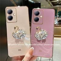 Phone Case เคส VIVO Y27 4G 5G 2023 VIVO Y78 5G ข้อเสนอสุดพิเศษระยิบระยับหรูหราเคลือบด้วยพลอยเทียมรูปหงส์กรอบนิ่ม