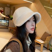 [COD] Hat womens autumn and winter warm plush fisherman hat Korean casual equestrian showing face cap