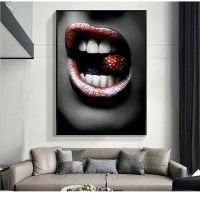 Wall Art Posters and Prints Sexy Red Mouth Lips Modular Canvas Painting Women Picture for Living Room Bedroom Home Design Decor