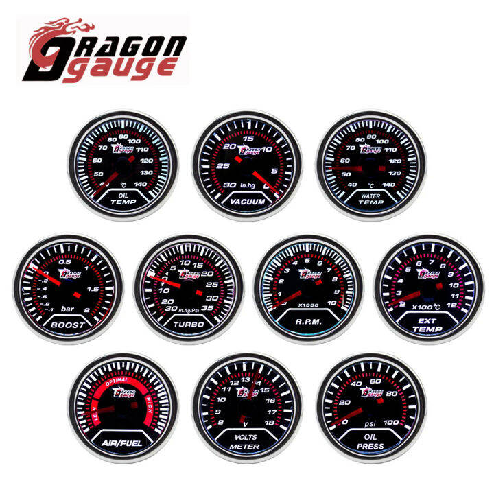 DRAGON GAUGE 52MM Water Temp Oil Temp Oil Press Voltmeter Vacuum
