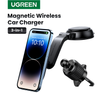 UGREEN 3-in-1 Magnetic Wireless Car Mount Charger 7.5W for iPhone 15 14 Pro Max Model:15120