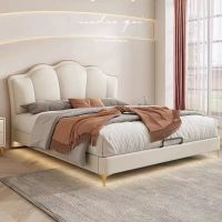 HOMIE LIFE เตียงนอนหรูหรา leather ฐานเตียง 6 ฟุต เตียงติดพื้น เตียงมินิมอล H23