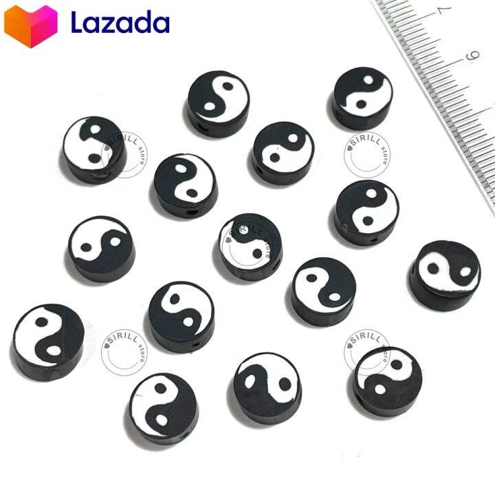 ลูกปัดหยินหยาง-yin-yang-polymer-beads-ลูกปัดดินโพลิเมอร์-ลูกปัดขาวดำ