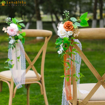 Letabitha เก้าอี้ดอกกุหลาบเทียม,ช่อดอกไม้เทียมดอกไม้หลากสีสำหรับตกแต่งสถานที่จัดงานเลี้ยงงานแต่งงานกลางแจ้งจัดส่งด่วน