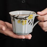 [COD] Borneol glaze pure hand-painted woody flower ceramic tea home breakfast master milk