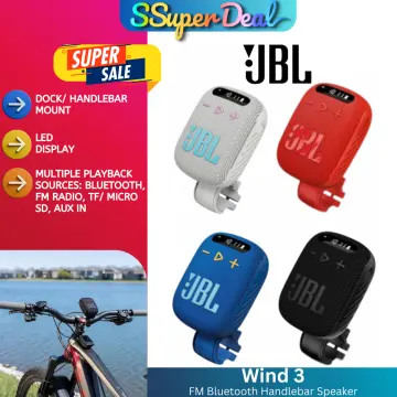 JBL Wind 3 Portable Bluetooth Speaker and FM Tuner Radio for Bike Handlebars