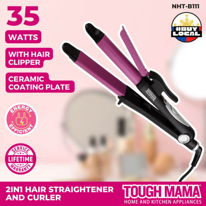 Tough Mama Nht B111 Hair Curler And Straightener 2in1 Pink Hair Curler Straightener Hair Clipper 6078