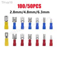 100/50pcs Male/Female Spade Terminals 2.8mm 4.8mm 6.3mm Insulated Spade Wire Connector Cold Press Electrical Wiring Cable Plug