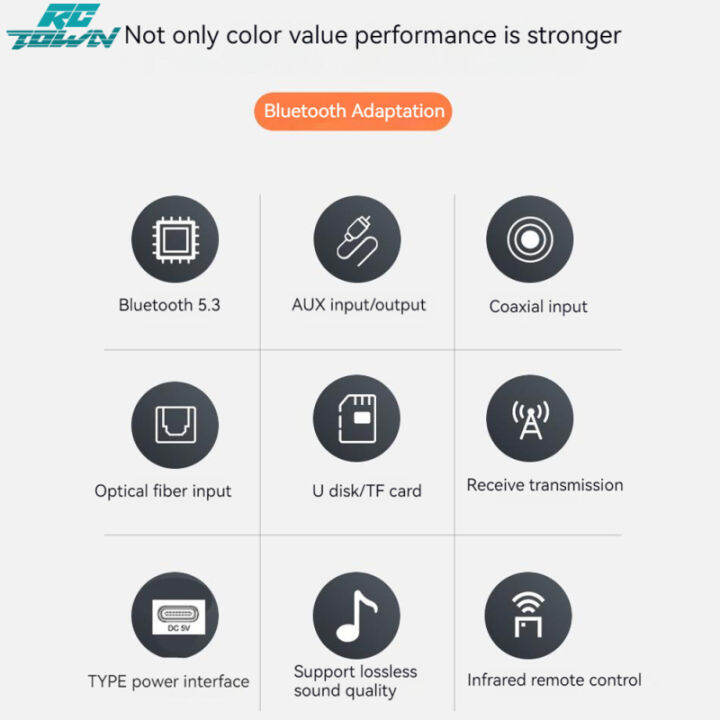 rctown-2023newรองรับตัวรับสัญญาณ-aux-บลูทูธตัวแปลงเสียงหูฟัง3-5มม-ดิสก์-u-บัตรผู้เล่นทีเอฟดิจิตอลเพื่อจำลอง