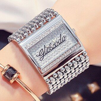 นาฬิกาผู้หญิงมีแบรนด์ GD แบบแอนะล็อกสุดหรูสร้อยข้อมือสตรีทำจากสเตนเลสสตีลสร้อยข้อมือนาฬิกาแฟชั่นควอตซ์