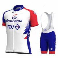 [2023] 2022 GROUPAMA FDJ ทีมเสื้อขี่จักรยานสีขาวเจอร์ซีย์ Ropa ผู้ชายชุดใส่ปั่นจักยานฤดูร้อนปั่นจักรยานกางเกงขาสั้นแผ่นจักรยานเจล19D