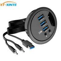 XT-XINTE Device Charging Mount In Desk Hubs USB 3.0/2.0 HUB Adapter with Headphone/Mircophone Port Usb Hub