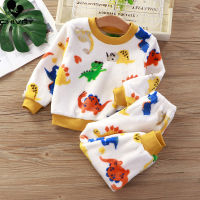 New Autumn Winter Kids Thick Warm Soft Flannel Pajama Sets Baby Boys Girls Cartoon O-neck Clothing Sets Casual Sleepwear Pyjamas